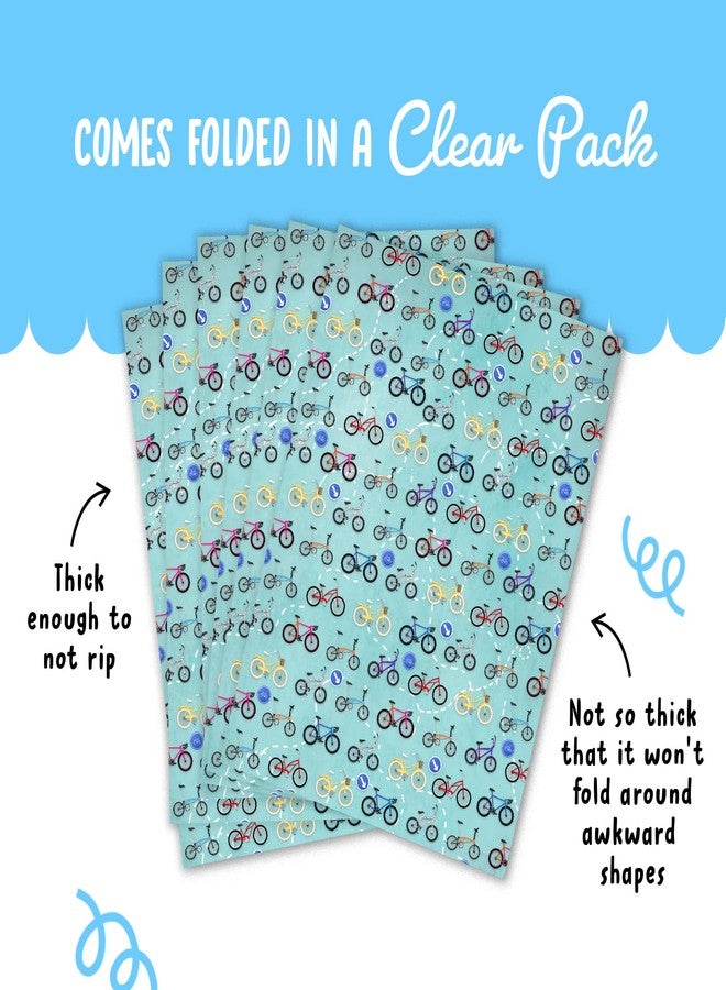 CENTRAL 23 Blue Wrapping Paper - 6 Sheets of Birthday Gift Wrap - Bicycle Bike - Biker Cyclist - For Kids Men Women - Comes with Fun Stickers - Recyclable - Image 4